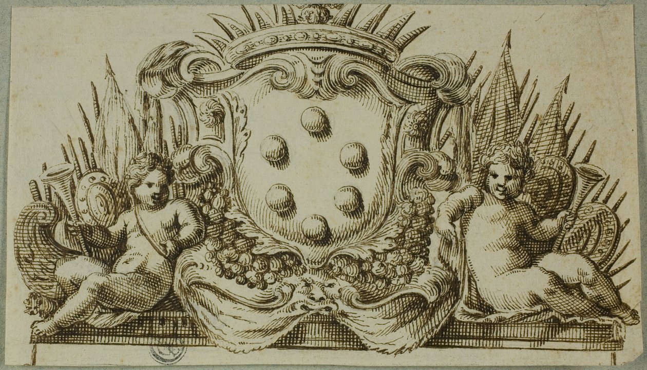 Medici vaakuna, jonka kyljessä on putteja tekijältä Unknown Italian