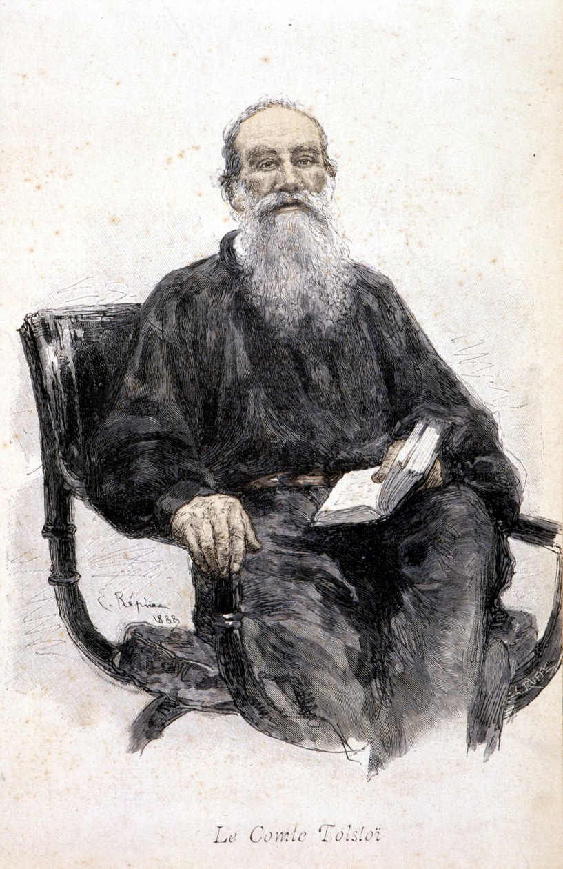 Tolstoin muotokuva, kaiverrus 1888. tekijältä Unknown artist