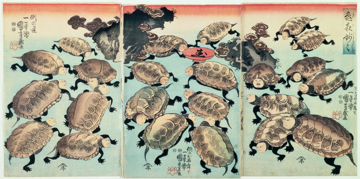 Kinki-Myo-Myo (Very, Very Droll) (puupalikkaprintti) tekijältä Utagawa Kuniyoshi