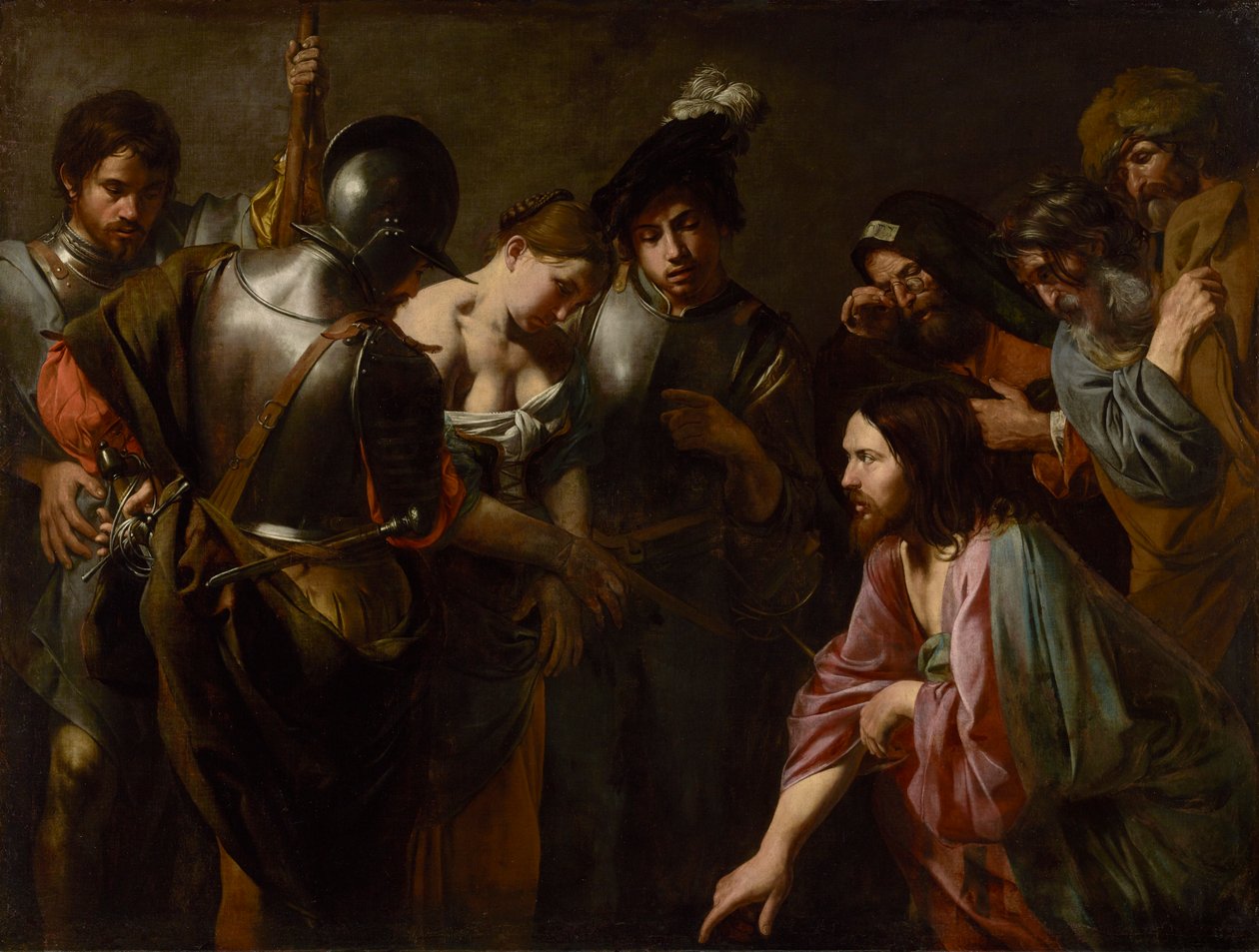 Kristus ja aviontekijä, noin 1620 tekijältä Valentin de Boulogne