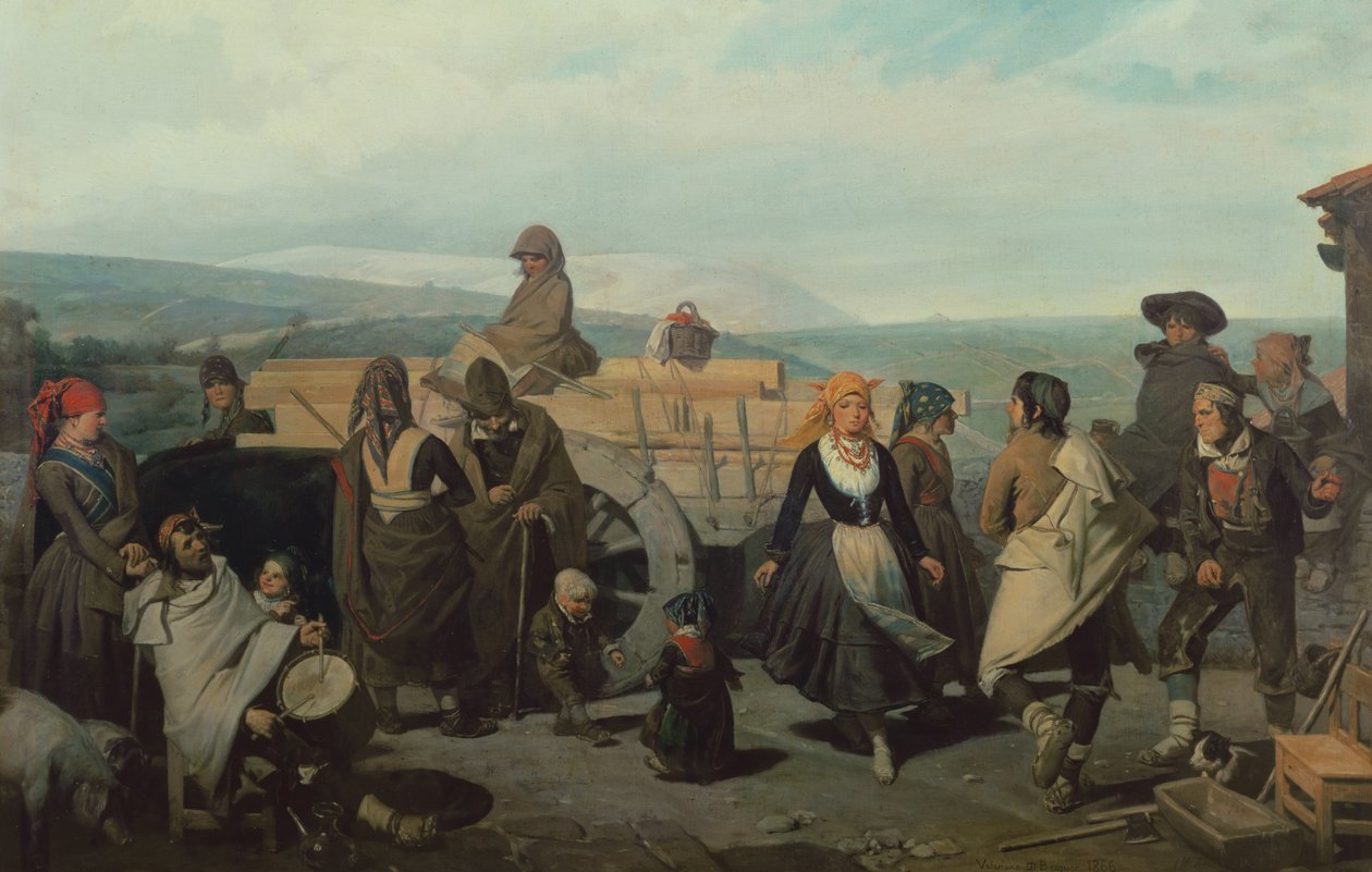 Sorian talonpojat tanssivat, 1866 tekijältä Valeriano Domínguez Bécquer