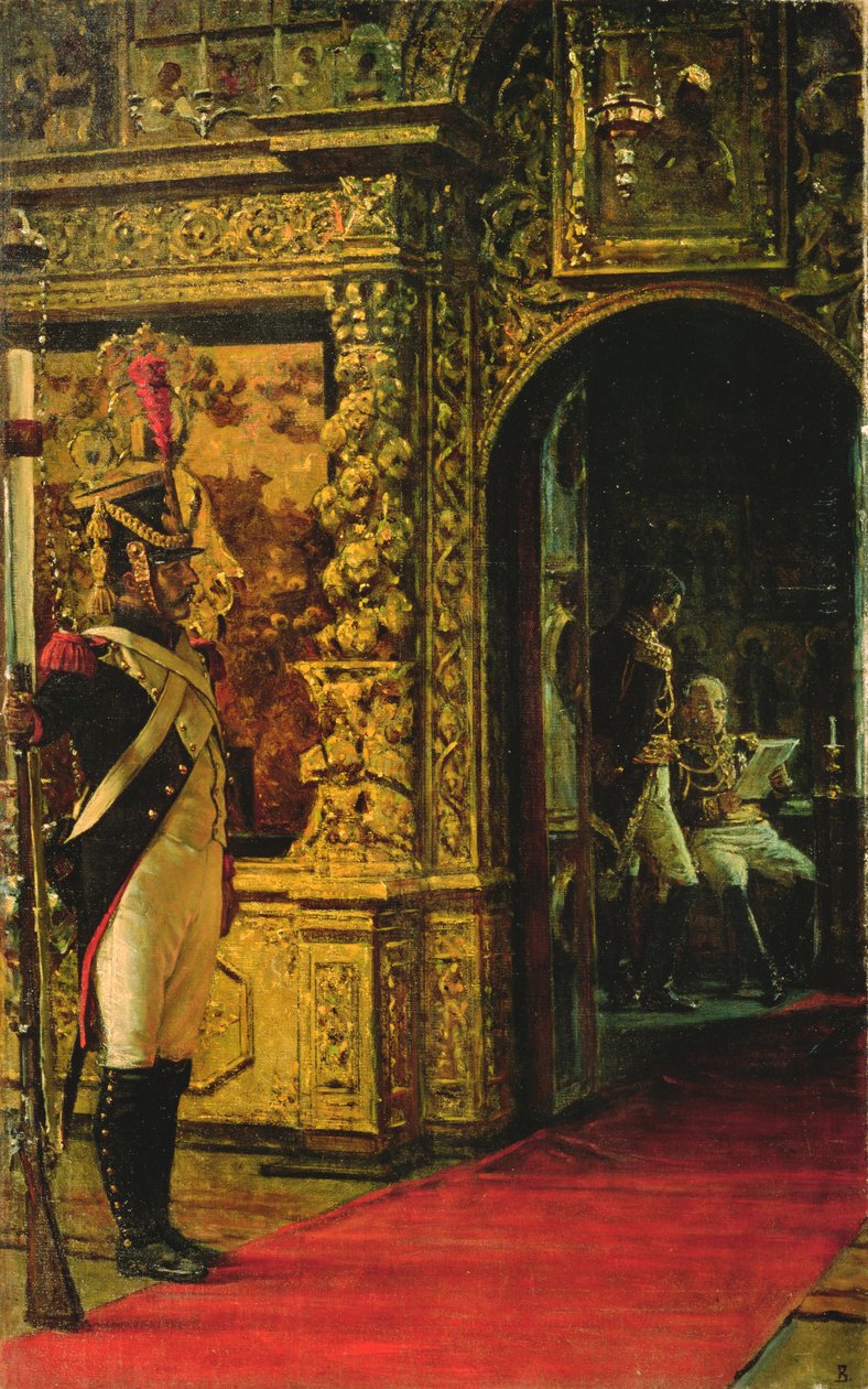 Marsalkka Davout Chudovin luostarissa Moskovan Kremlissä, 1900 tekijältä Vasili Vasilievich Vereshchagin