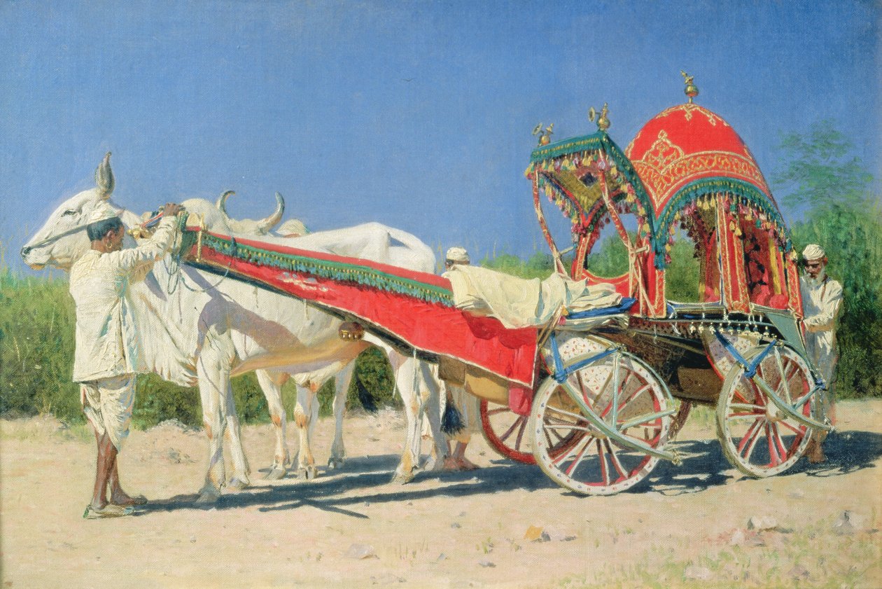 Rikkaan miehen ajoneuvo Delhissä, 1874-76 tekijältä Vasili Vasilievich Vereshchagin