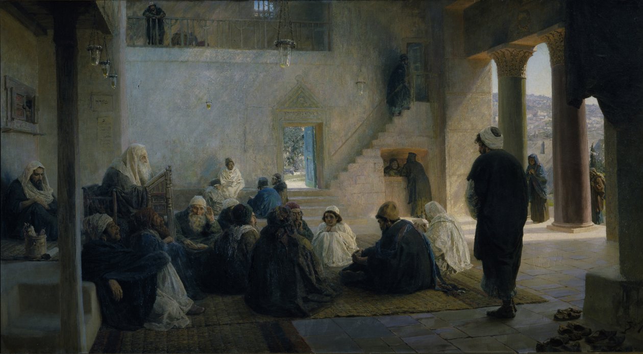 Kristus lääkäreiden joukossa, 1896 tekijältä Vasilij Dmitrievich Polenov
