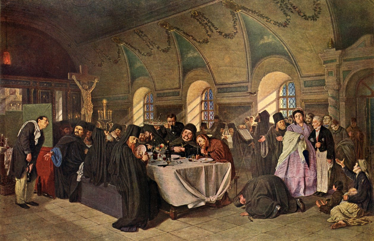 "Ateria luostarissa", 1865-1875, 1939. tekijältä Vasily Perov