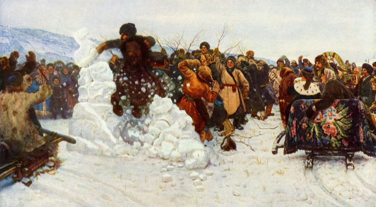 Pienen lumikaupungin ottaminen, 1891, 1965. tekijältä Vasily Surikov