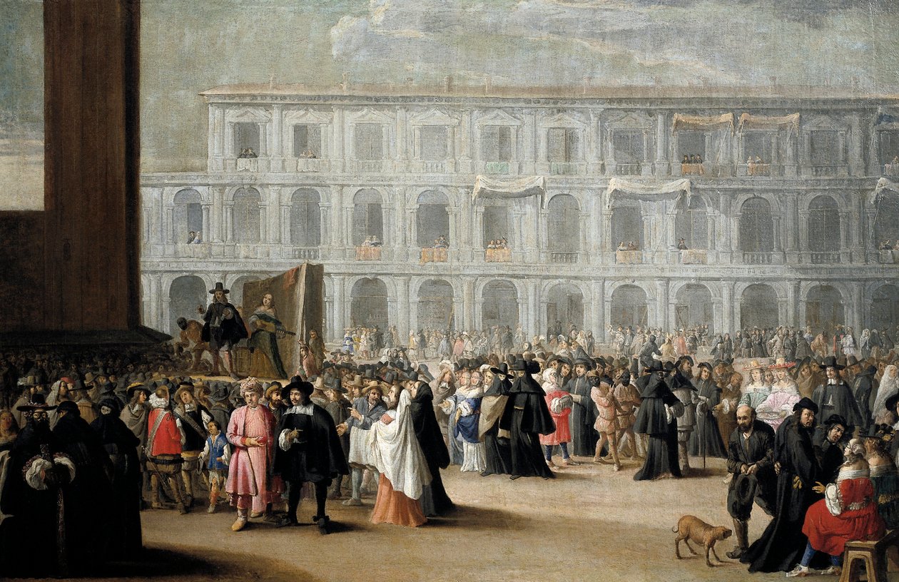 Karnevaali Pyhän Markuksen aukiolla, Venetsiassa tekijältä Venetian School