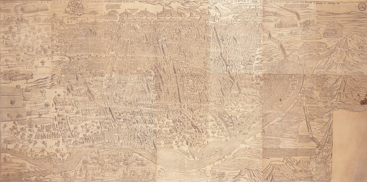 Kairon kartta, lintuperspektiivi, 1549 tekijältä Venetian School