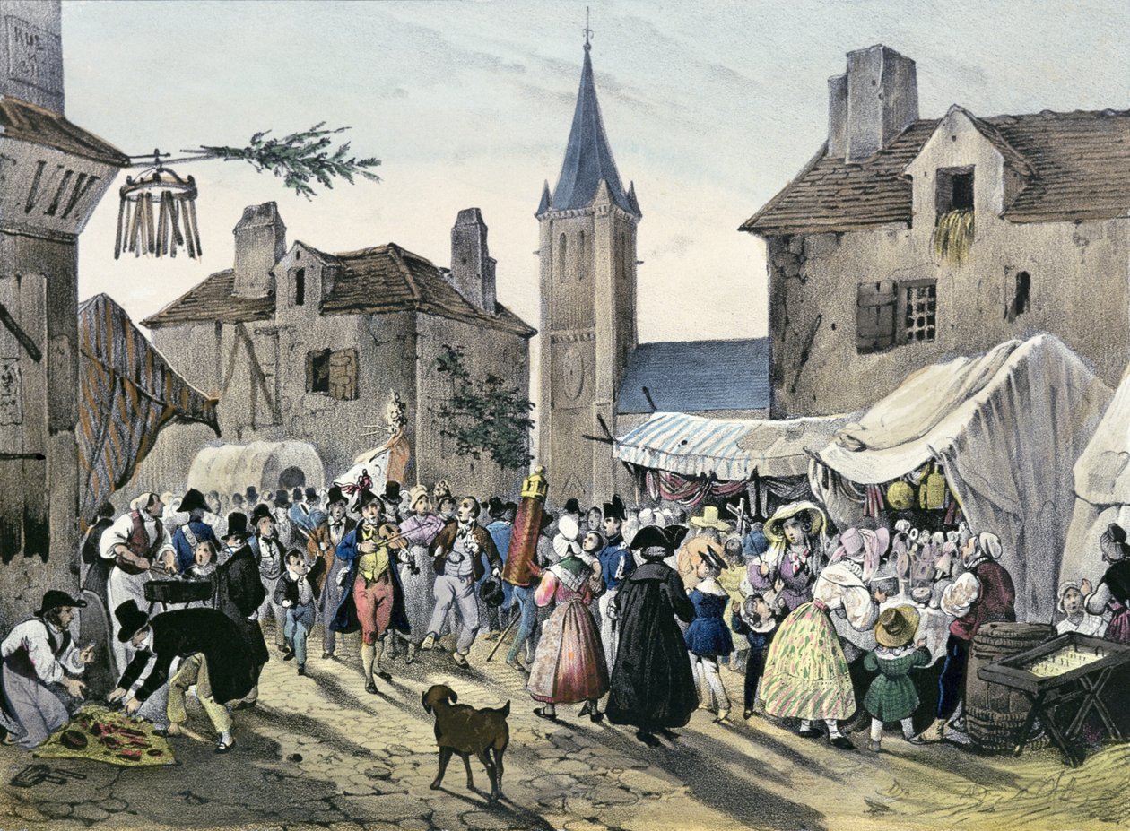 "Paikalliset juhlat Pariisin ympärillä", sarja, 1830, Chatenay tekijältä Victor Adam
