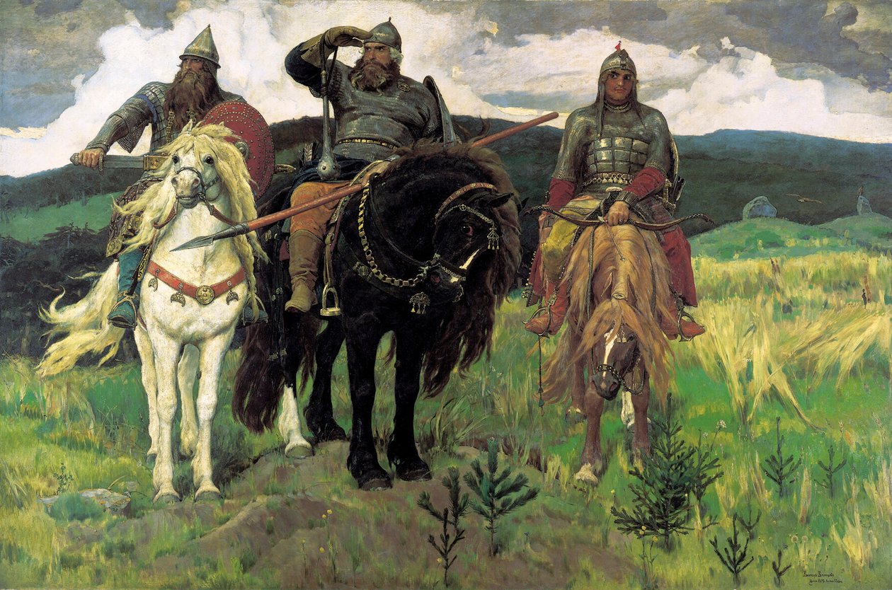 Bogatyrs, 1898. tekijältä Viktor Mikhaylovich Vasnetsov