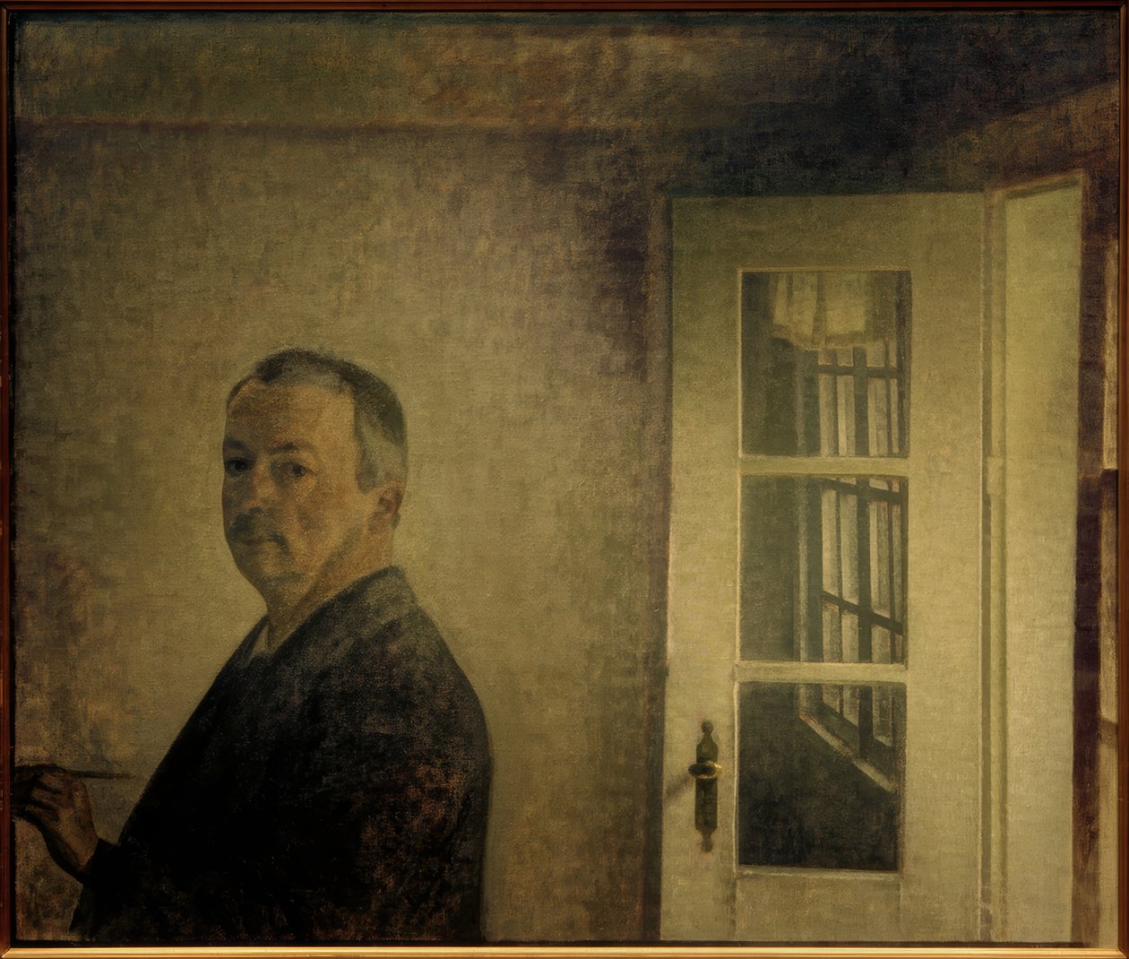 Selbstporträt. "Spurveskjul" tekijältä Vilhelm Hammershoi