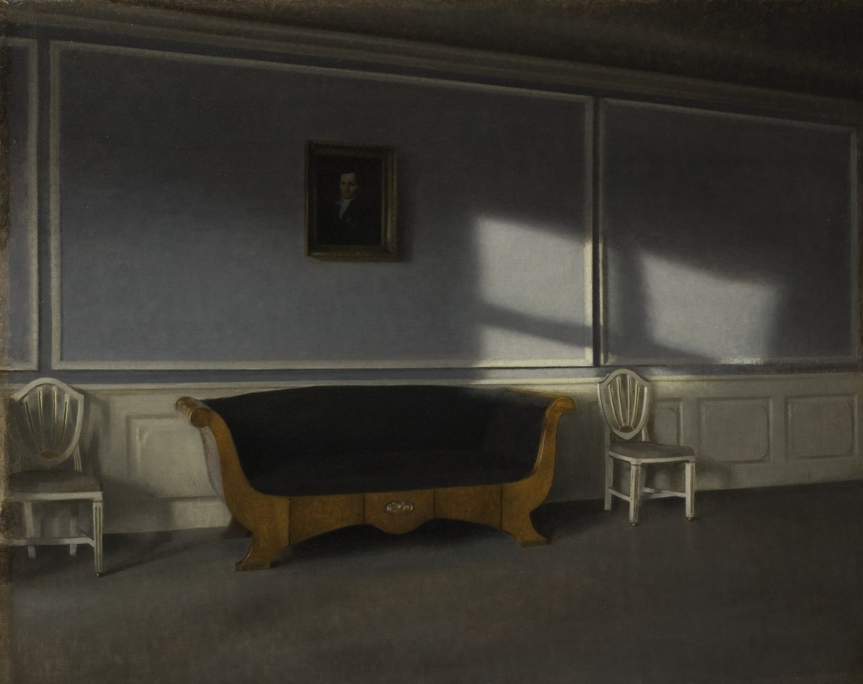 Auringonpaiste olohuoneessa III, noin 1905. tekijältä Vilhelm Hammershoi