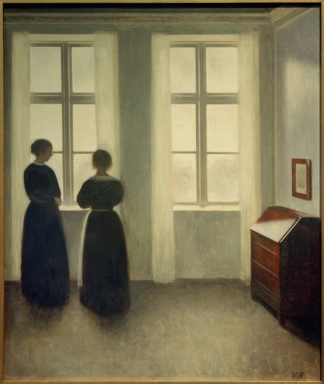 Kaksi naista ikkunassa tekijältä Vilhelm Hammershoi