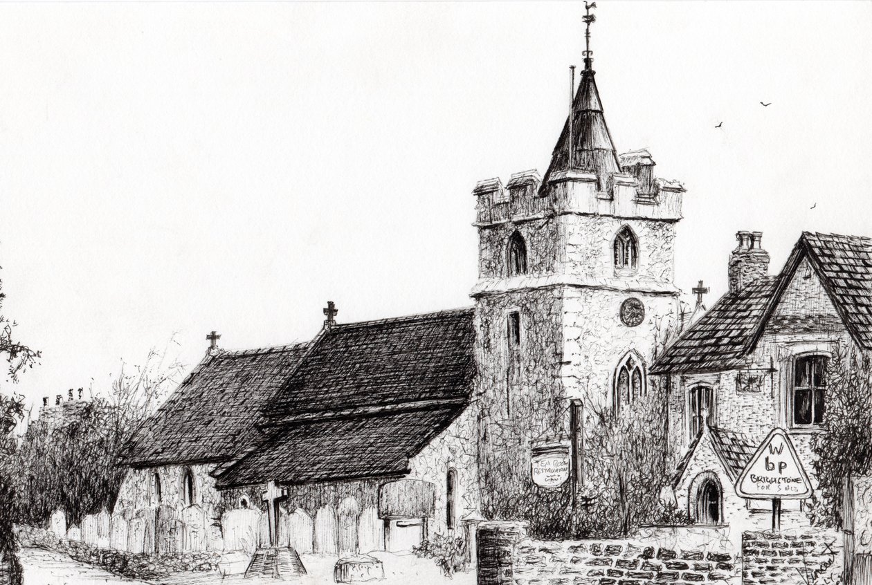 Brightstone Church I.O.W., 2008, (muste paperille) tekijältä Vincent Alexander Booth