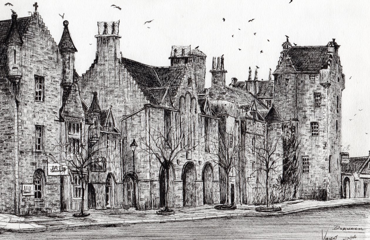 Dornoch Scotland, 2006, (muste paperille) tekijältä Vincent Alexander Booth