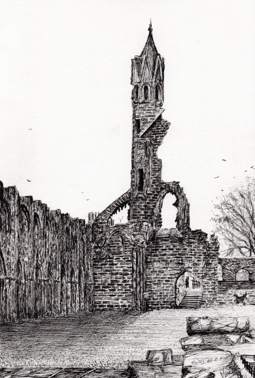 Ruin at St. Andrews, 2006, (muste paperille) tekijältä Vincent Alexander Booth