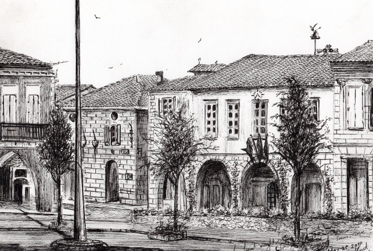 Sauveterre Town Ranska, 2010, (muste paperille) tekijältä Vincent Alexander Booth