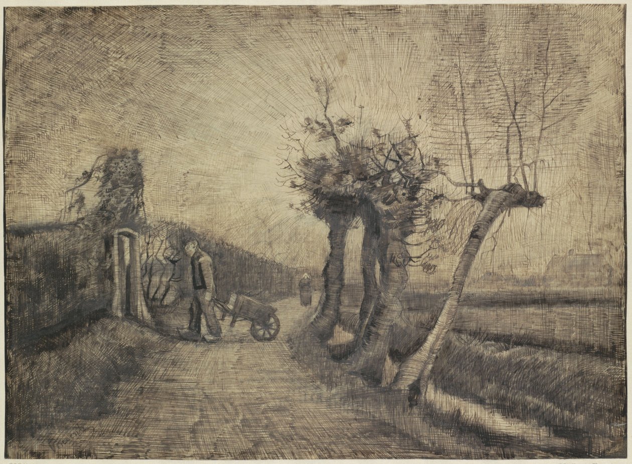 Tie Nuenen pappilan puutarhan takana, 1884 (muste paperille) tekijältä Vincent van Gogh