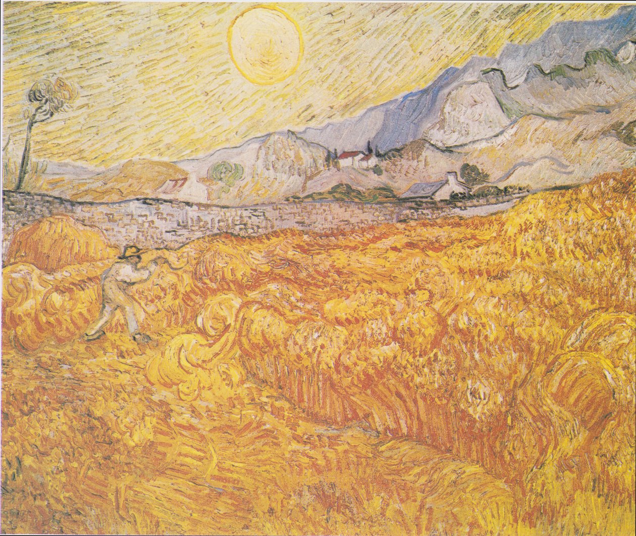 Vehnäpelto Saint-Paulin sairaalan takana (Harvest) tekijältä Vincent van Gogh