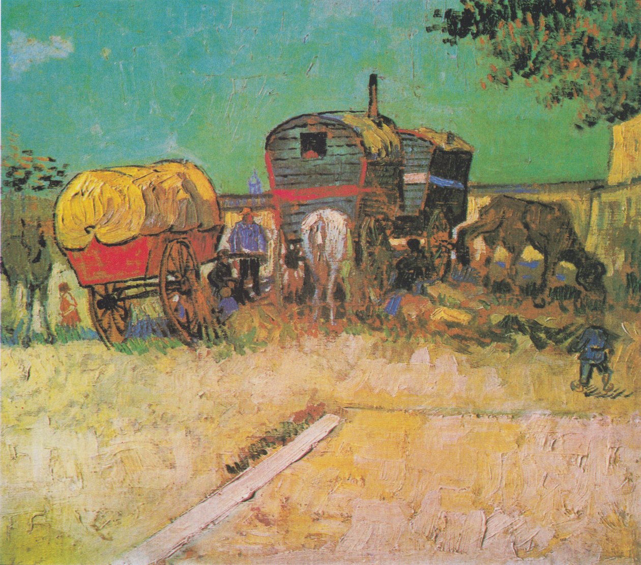 Mustalaisleiri ja hevosvaunut tekijältä Vincent van Gogh