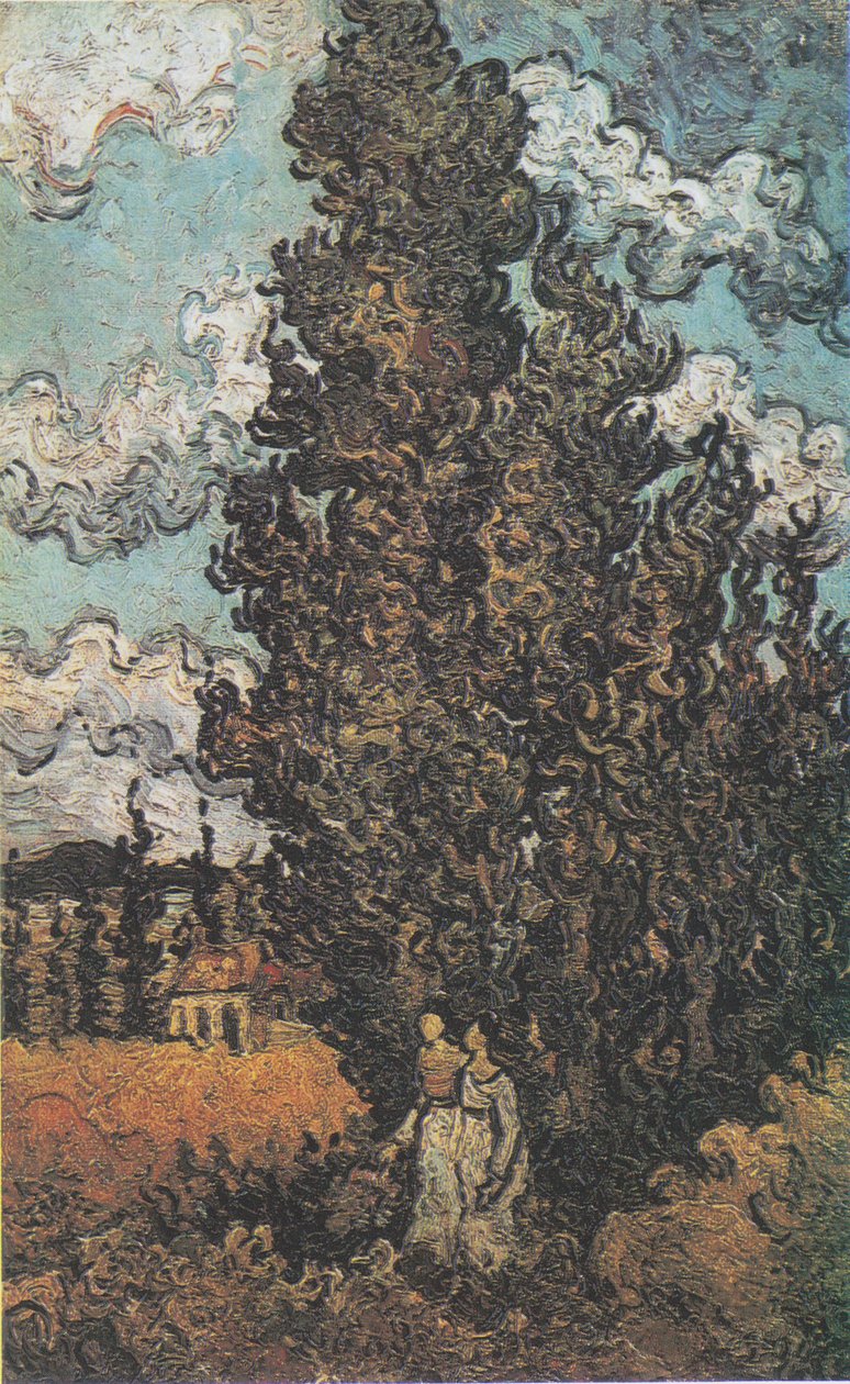 Sypressipuita ja kaksi naista tekijältä Vincent van Gogh