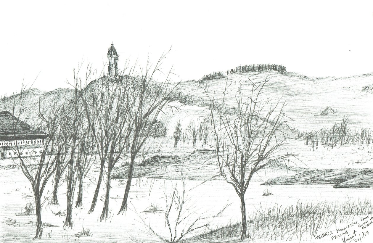 Wallacen muistomerkki; 2007; (mustetta paperille) tekijältä Vincent Alexander Booth