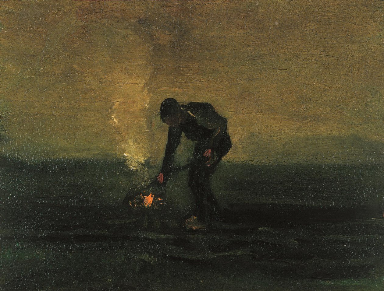 Talonpoika polttaa rikkaruohoja, 1883. tekijältä Vincent van Gogh