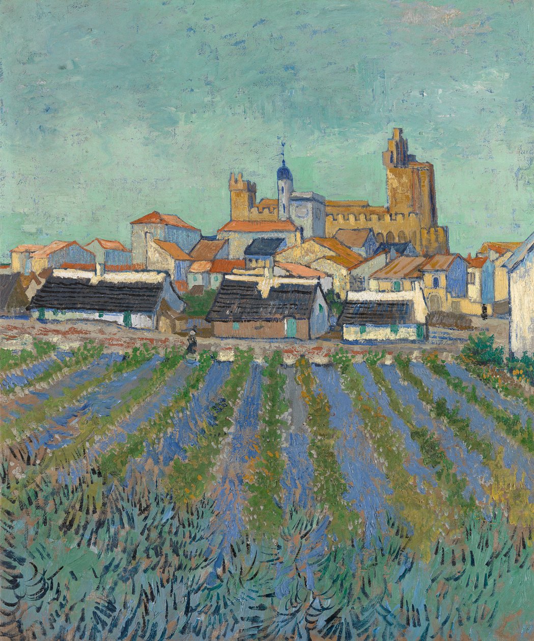 Näkymä Saintes-Maries-de-la-Meriin, 1888. tekijältä Vincent van Gogh