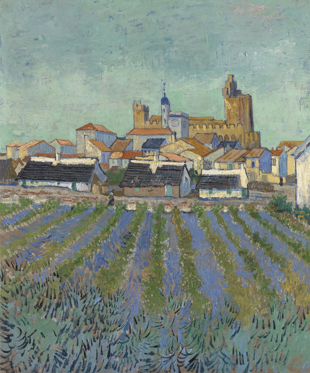 Näkymä Saintes-Maries-de-la-Meriin, 1888. tekijältä Vincent van Gogh