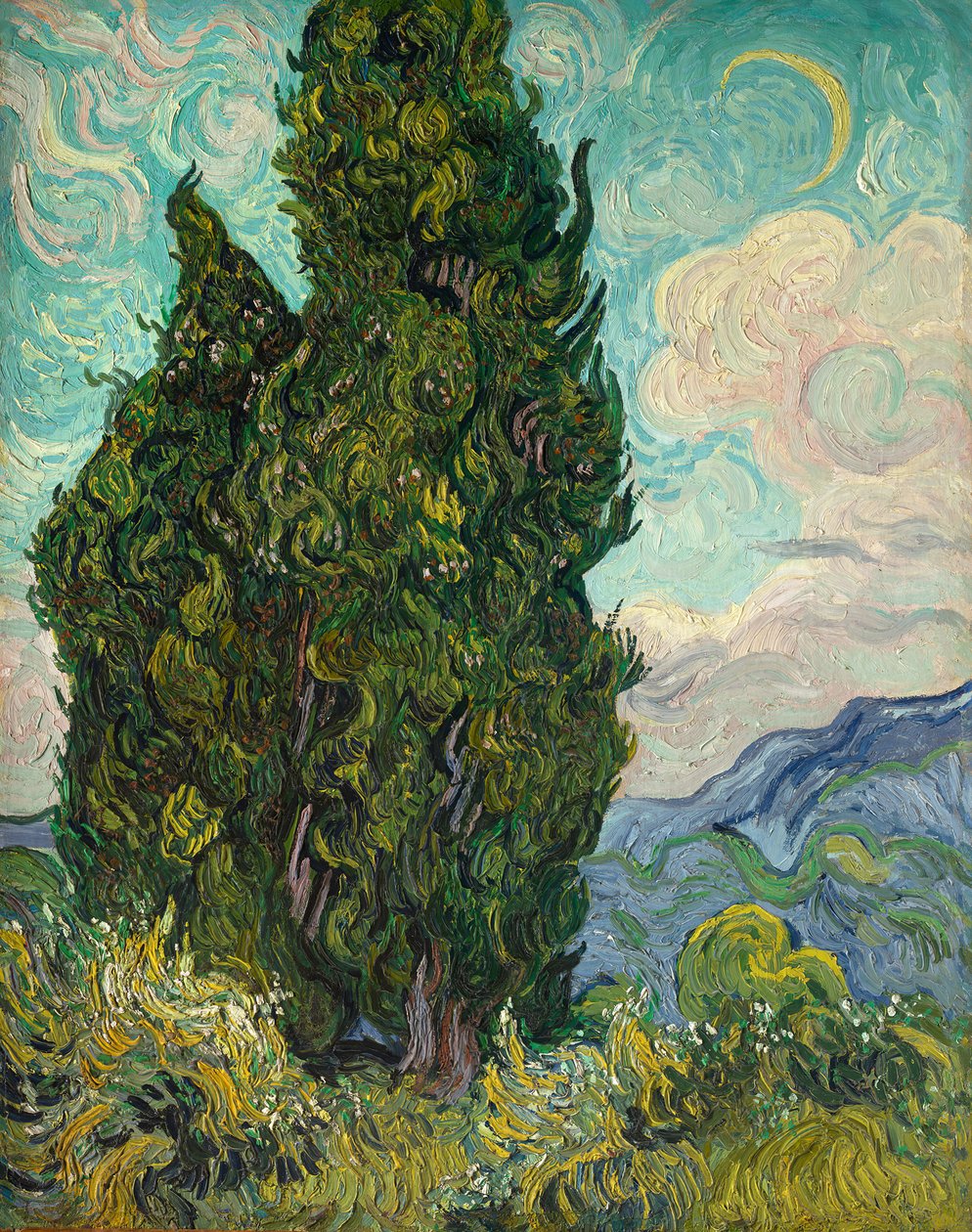 Sypressit, 1889. tekijältä Vincent van Gogh
