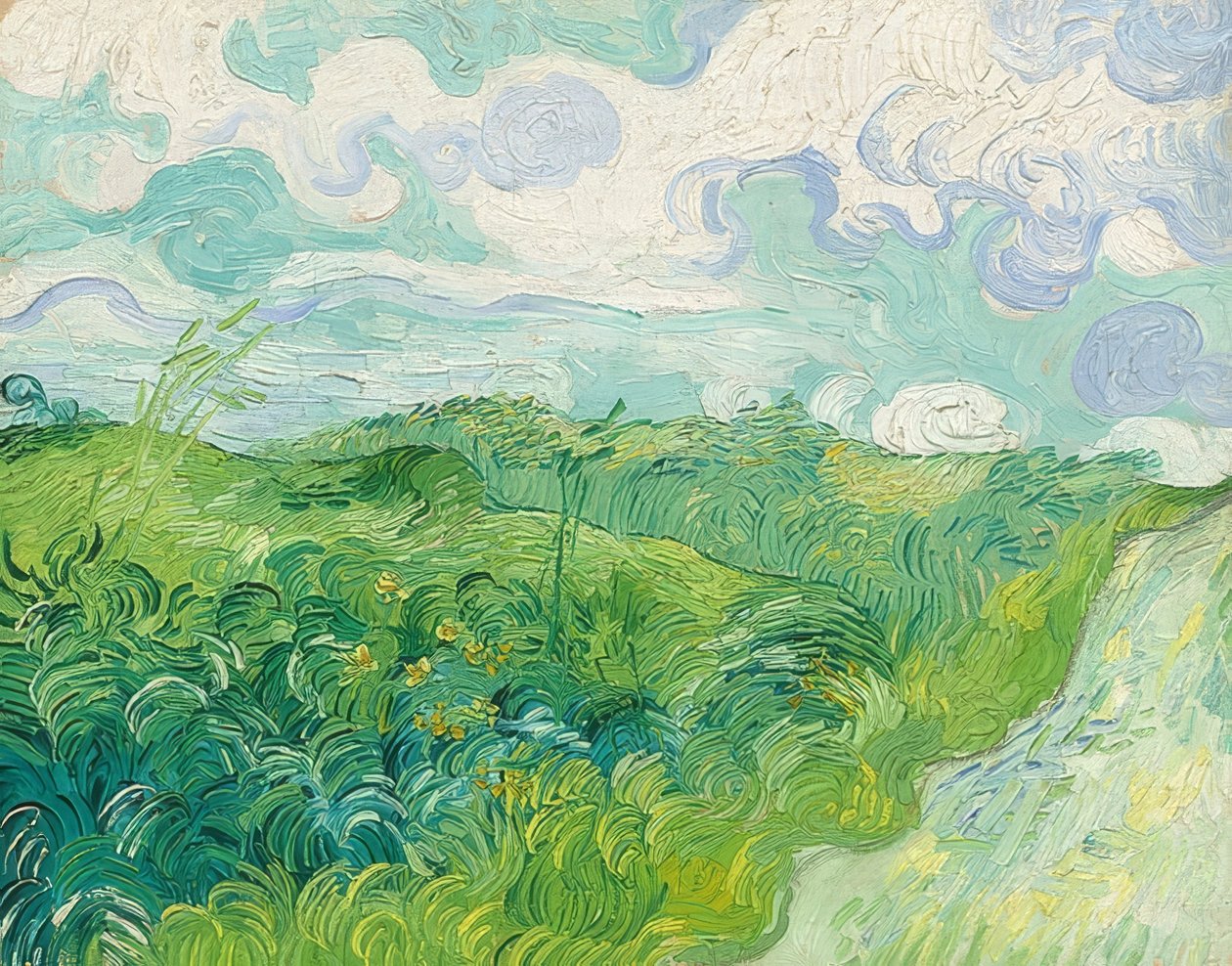 Vihreät vehnäpellot, Auvers. 1890 tekijältä Vincent van Gogh