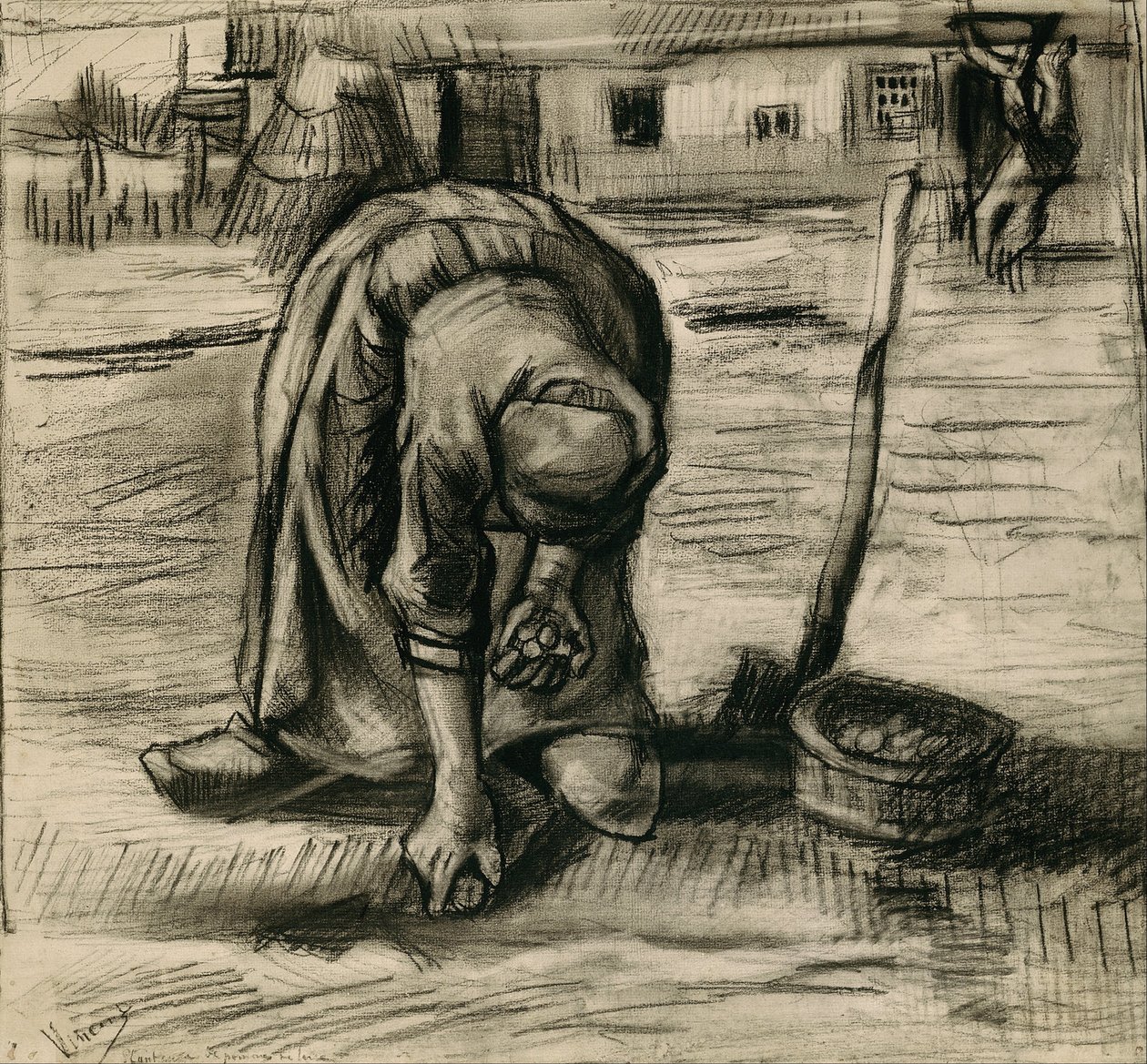 Talonpoikanainen istuttaa perunoita tekijältä Vincent van Gogh