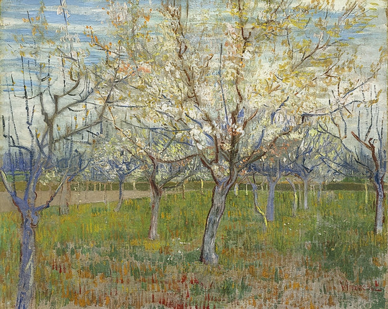Vaaleanpunainen hedelmätarha. 1888 tekijältä Vincent van Gogh
