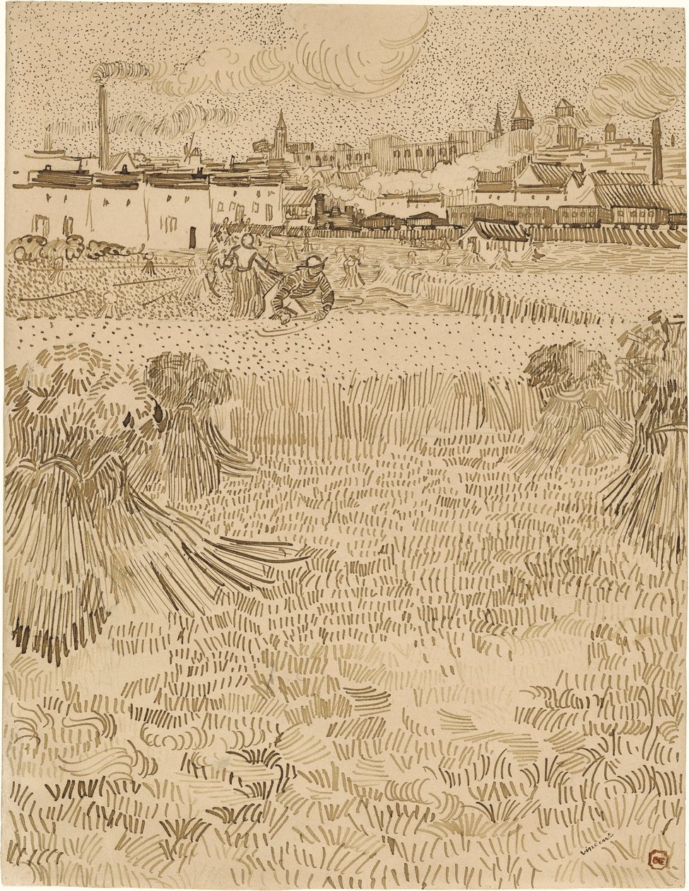 Arles. Näkymä vehnäpelloilta (1888) tekijältä Vincent van Gogh