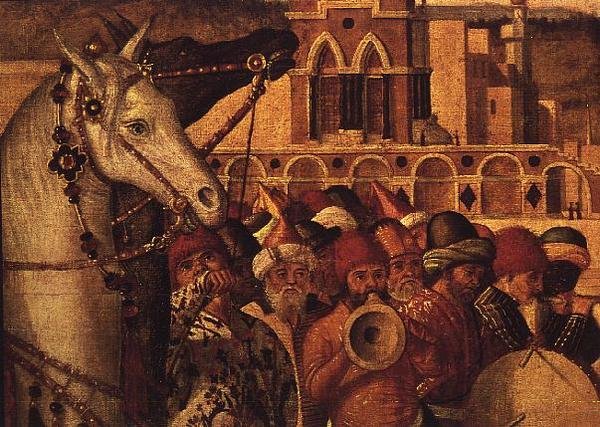 Pyhän Georgen voitto, 1501-07 (60265:n yksityiskohta) tekijältä Vittore Carpaccio