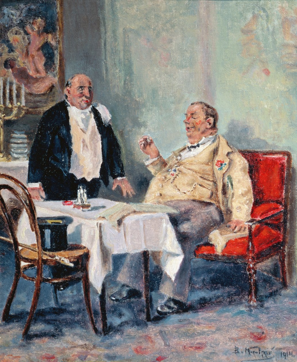 Ravintolassa, 1914 tekijältä Vladimir Egorovic Makovsky
