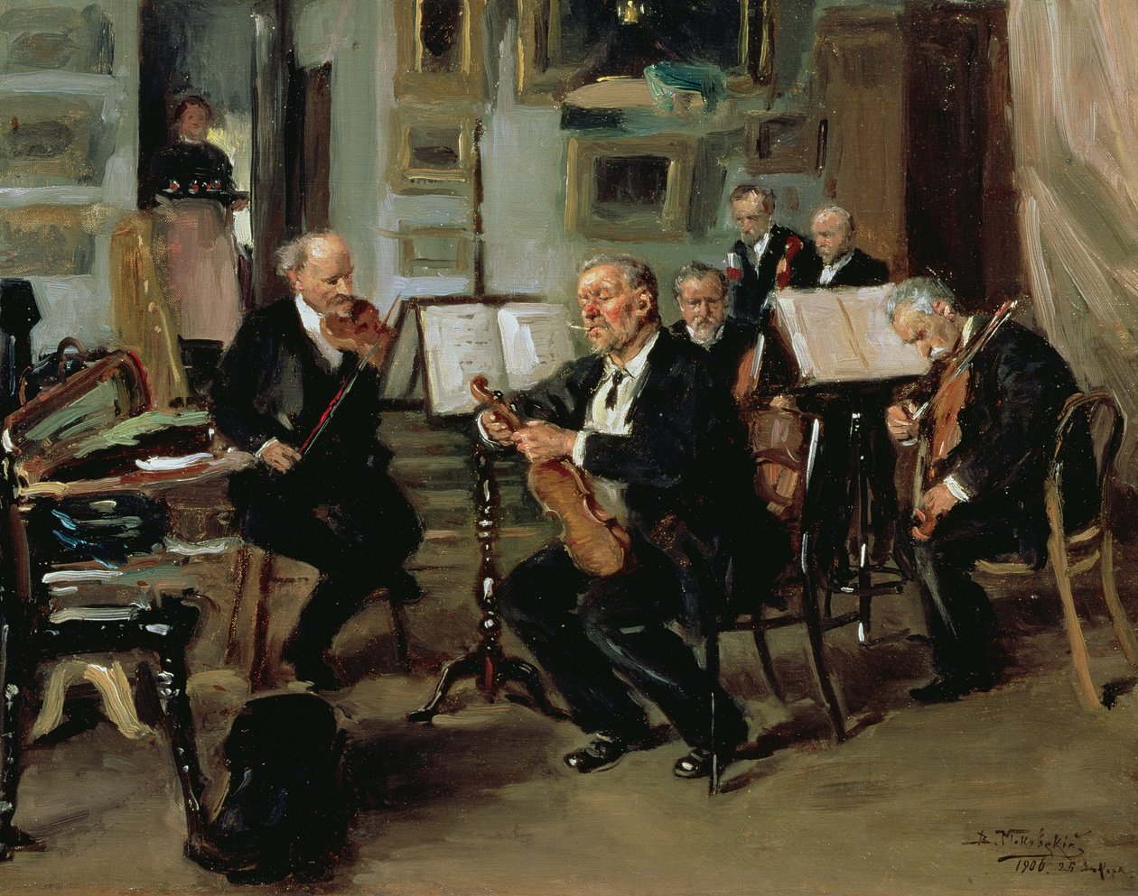 Musiikki-ilta, 1906 tekijältä Vladimir Egorovic Makovsky