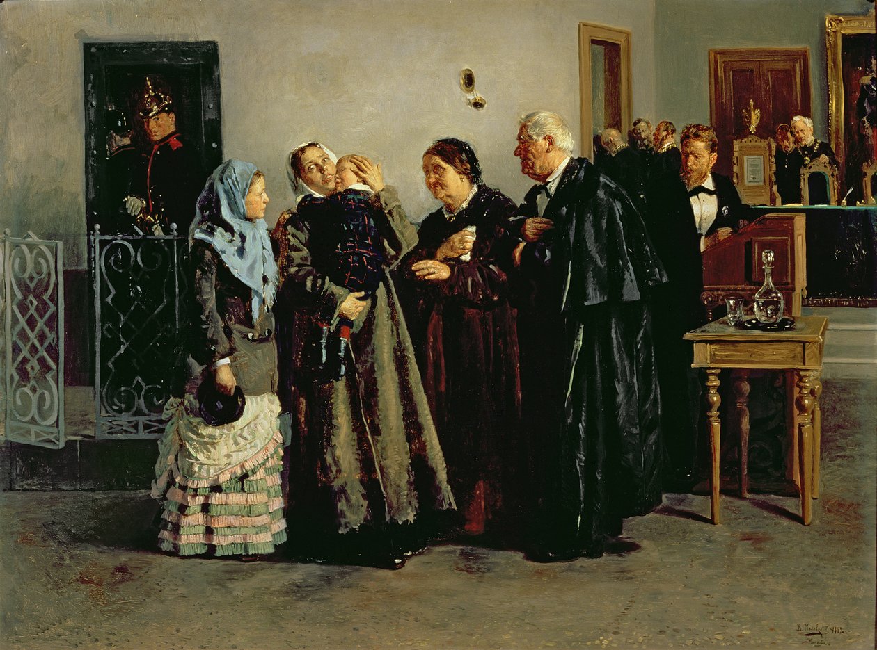 Tuomio, "Ei syyllinen", 1882 tekijältä Vladimir Egorovic Makovsky