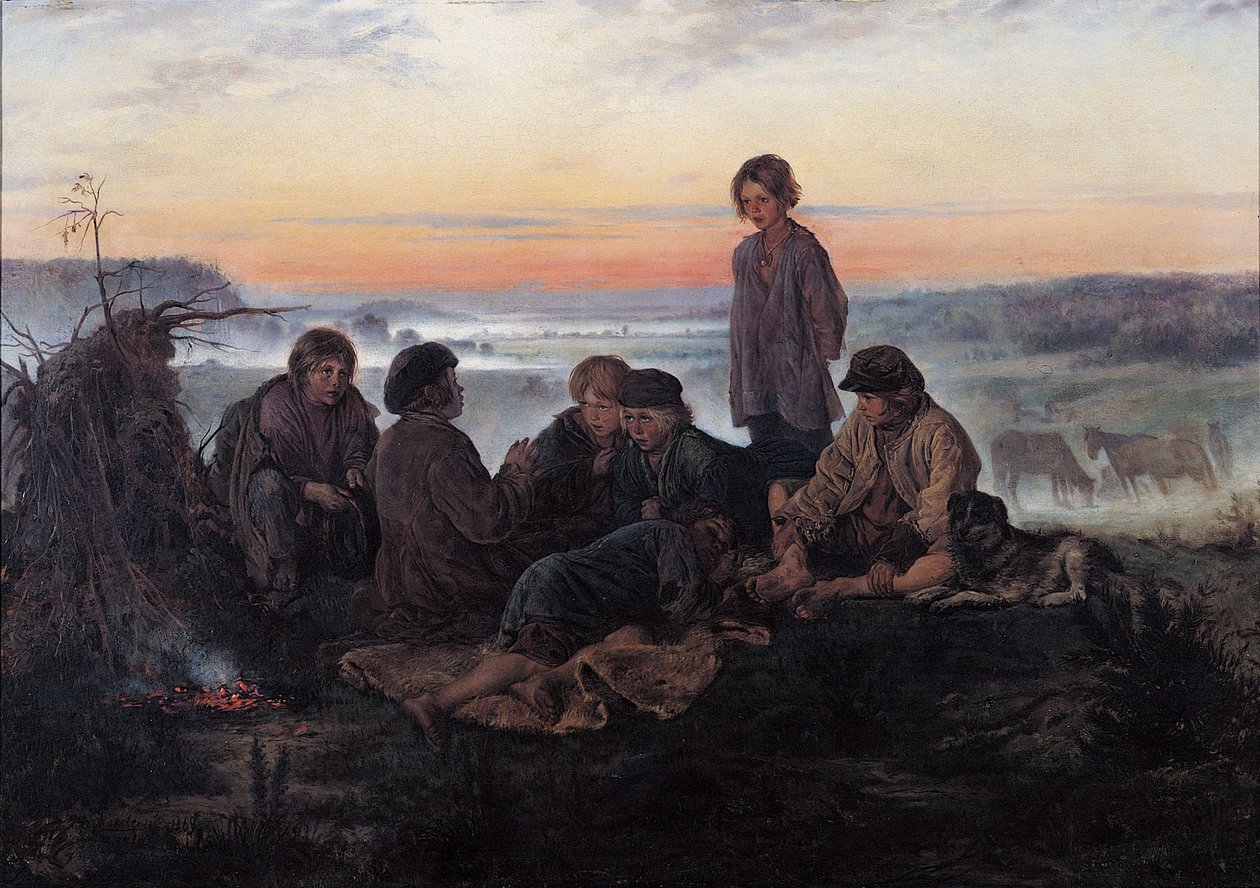 The Bezhin Lea, 1869 tekijältä Vladimir Egorovic Makovsky