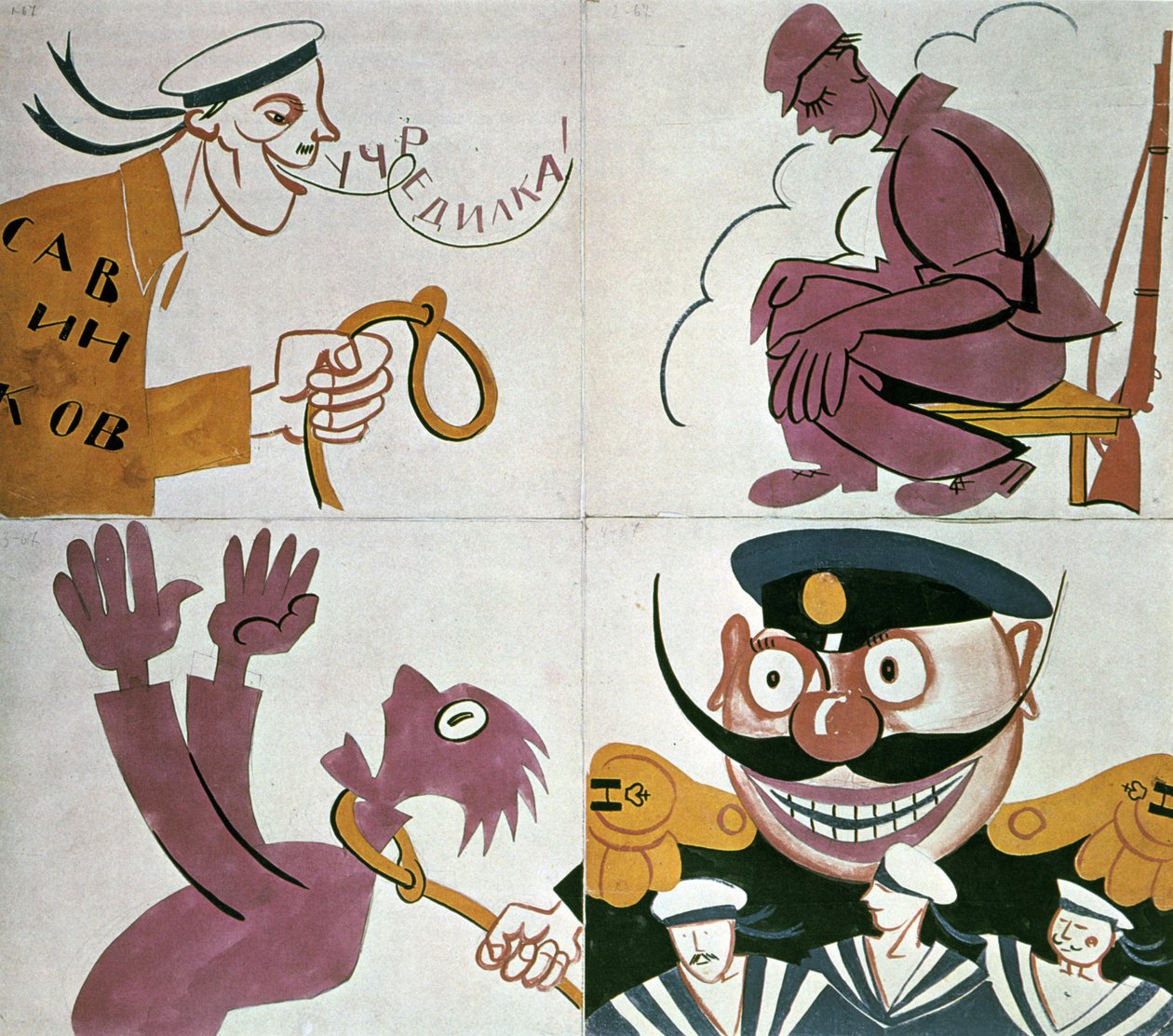 Perustavaa kansalliskokousta vastustava karikatyyri tekijältä Vladimir Mayakovsky