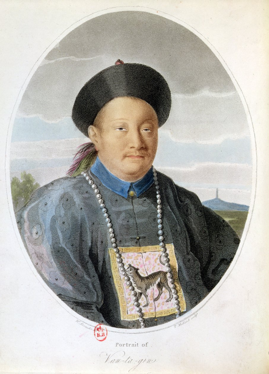 Keisari Van Ta Ginin muotokuva, kaiverrus T. Medland tekijältä W. Alexander
