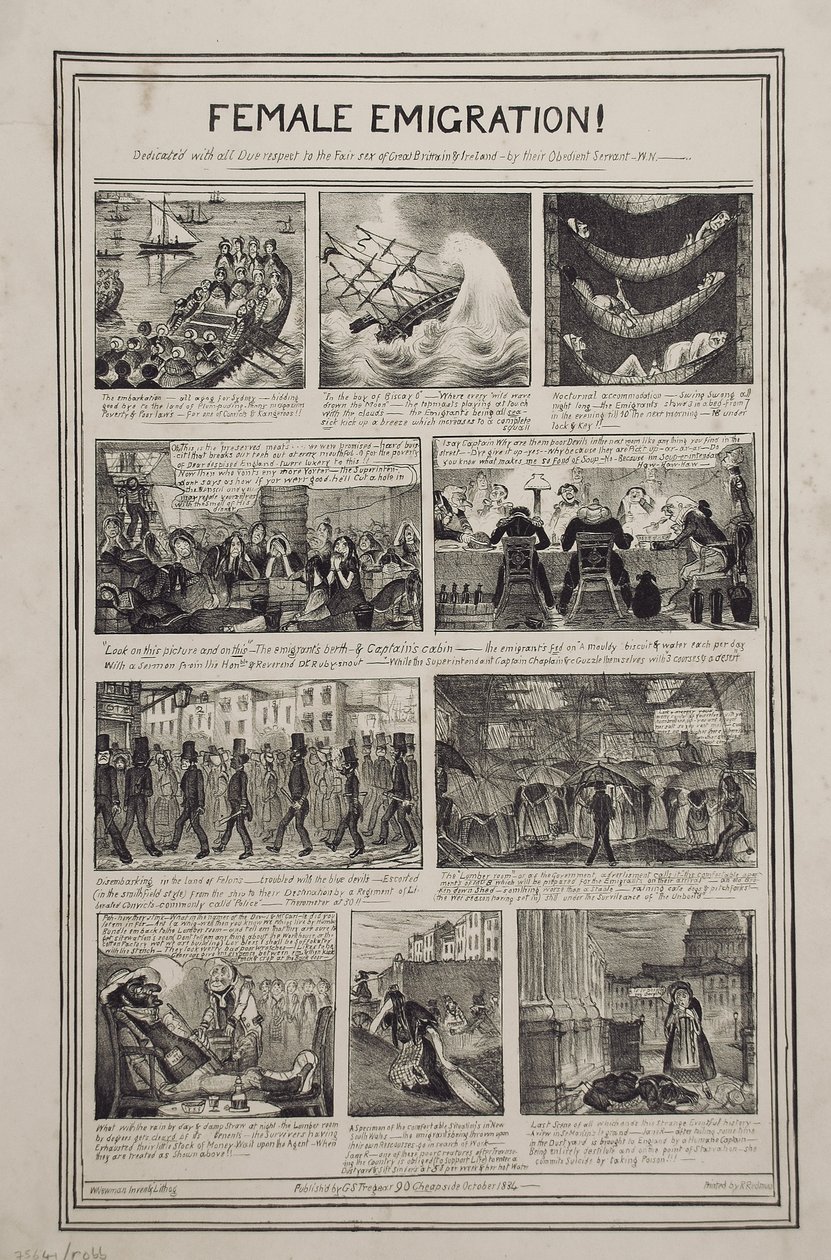 Female Emigration!, painanut R. Redman G.S. Tregearille, 90 Cheapside, Lontoo, lokakuu 1834 tekijältä W. Newman