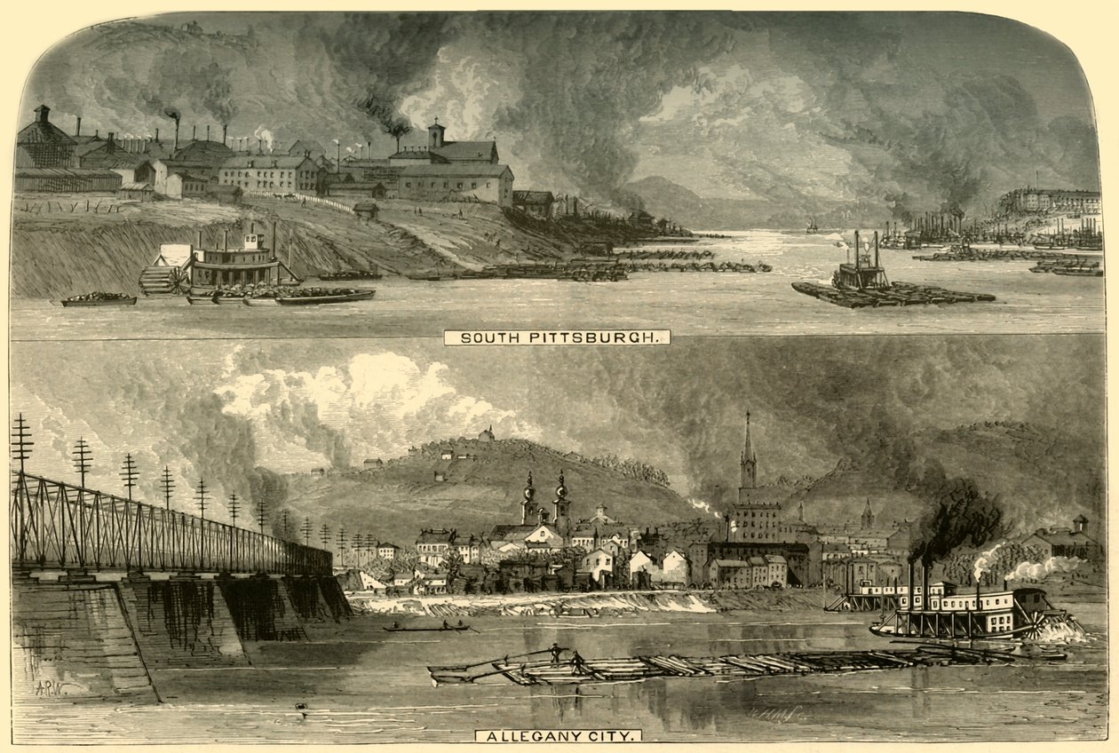 "Etelä-Pittsburg ja Alleghany City", 1874. tekijältä W.H. Morse