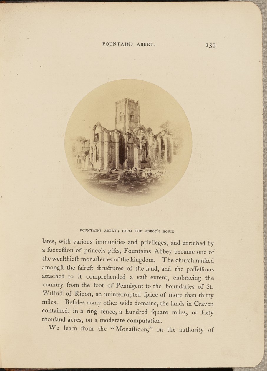 Fountains Abbey; apotin talosta katsottuna tekijältä W.R. Sedgfield