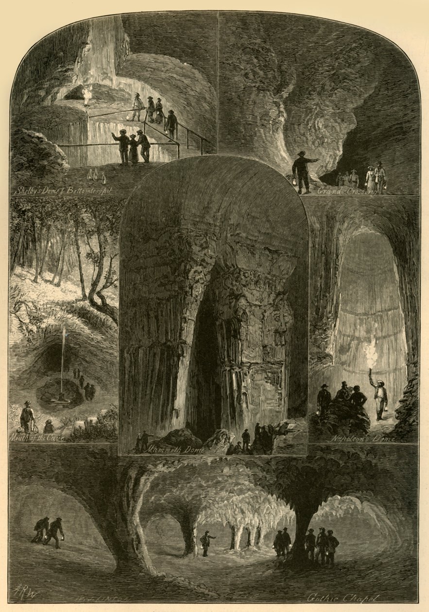 "Scenes in Mammoth Cave", 1874. tekijältä W. J. Linton