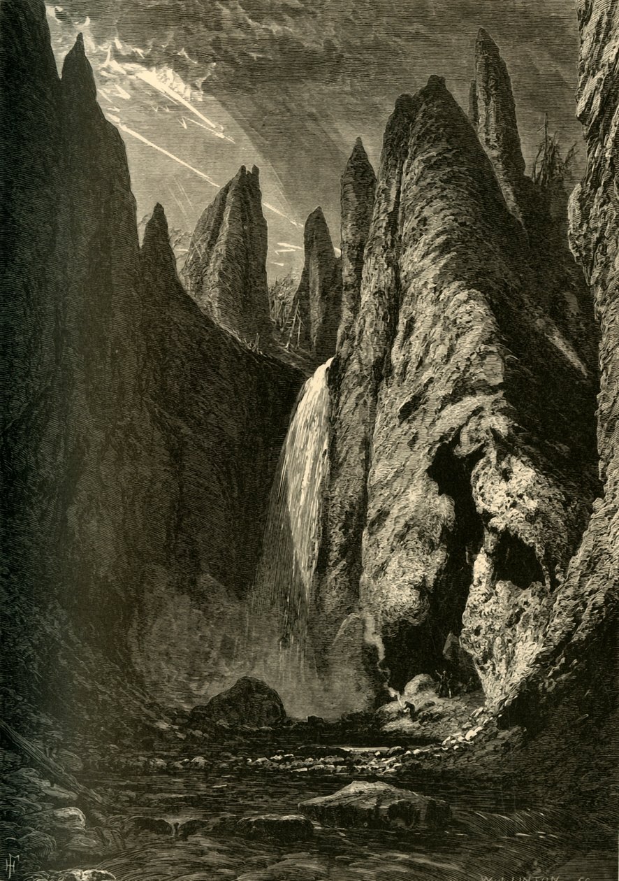 "Tower Falls", 1872. tekijältä W. J. Linton