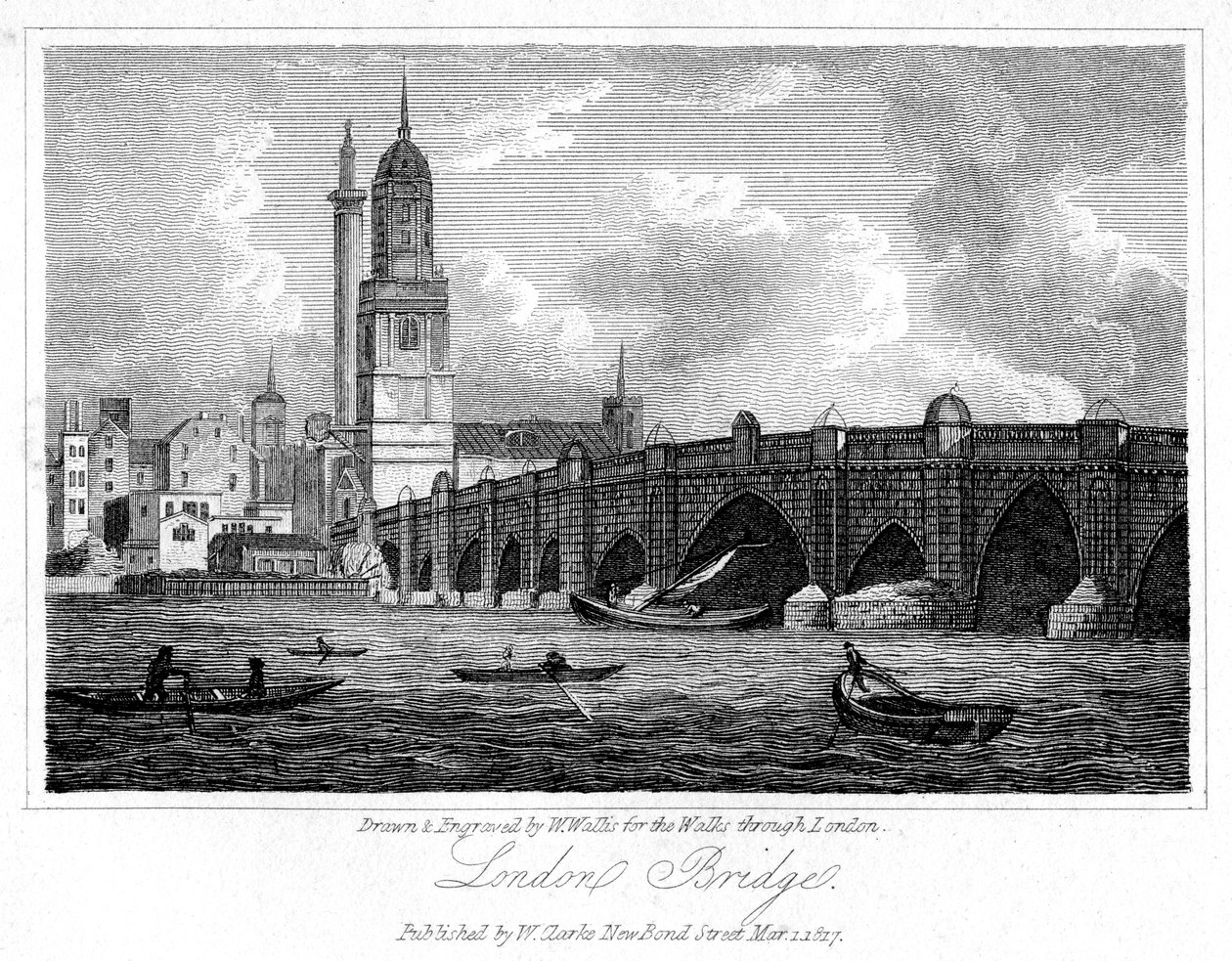 London Bridge, Lontoo, 1817. tekijältä W. Wallis