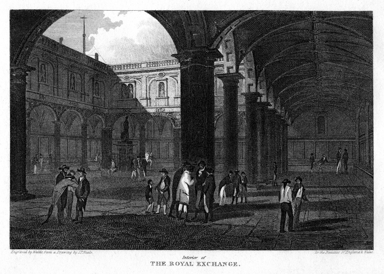Royal Exchange, Lontoon kaupunki, 1816. tekijältä W. Wallis