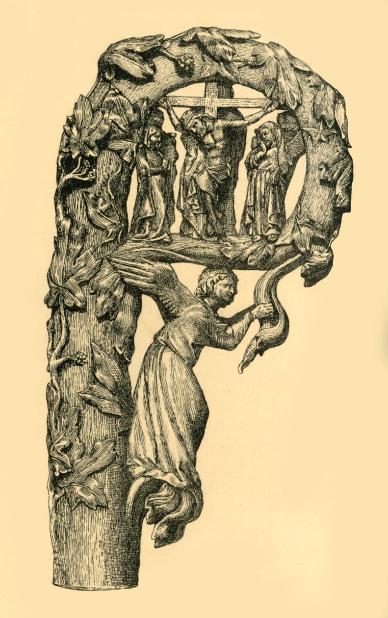 Ristiinnaulitsemiskohtaus, crozier, 1330-1340, 1881. tekijältä W. Wise