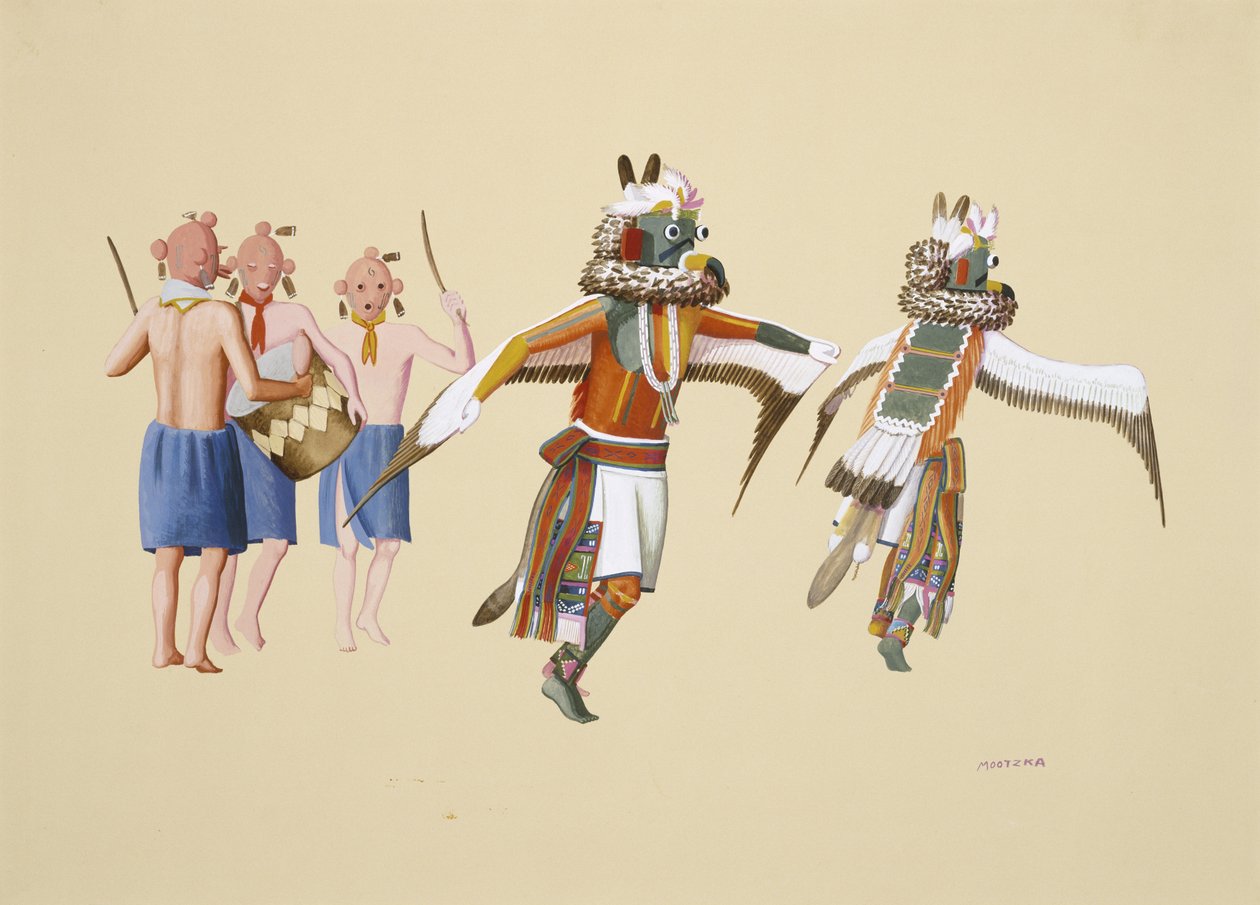 Kwahuh, 1930-40 (tempera kudospaperille) tekijältä Waldo Mootzka